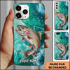 Maxcorners Fishing Teal Aqua Marble Wave Customized Name 3D Phone Case