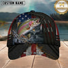 Maxcorners Fishing American Flag Night Lake Splash Customized Name 3D Cap