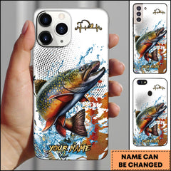 Maxcorners Trout Fishing Jumping Trout Water Splash Halftone Art Personalized Name Phone Case