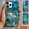Maxcorners Fishing Vibrant Aqua Coral Reef Customized Name 3D Phone Case