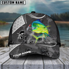 Maxcorners Fishing Gray Camo Sport Pattern Personalized Name 3D Cap (11 Breeds)
