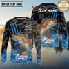 Maxcorners Fishing Camo Water Splash Personalized Name, Team Name Long Sleeve Shirt (9 Breeds)