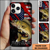 Maxcorners Fishing American Flag Patriotic Grunge Personalized Name Phone Case (10 Fish Species)
