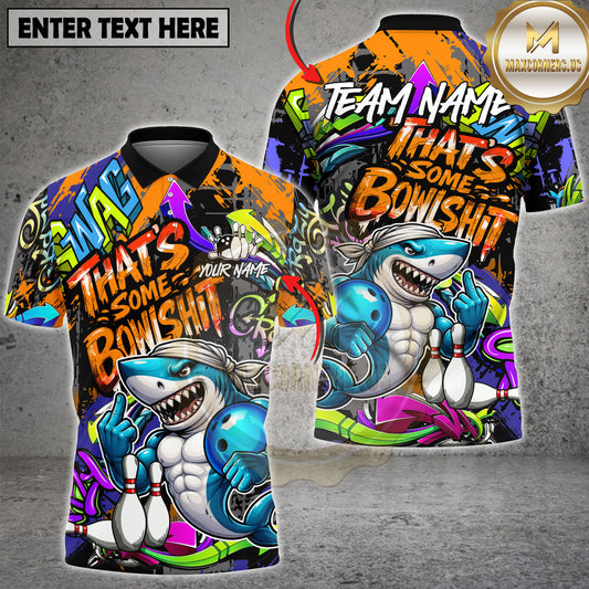 Maxcorners Shark Bowling Lightning Energy Design Multicolor Options Personalized Name, Team Name 3D Shirt (3 Colors)