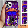 Maxcorners Bowling Phone Case Neon Bowling Ball And Pins Cartoon Party Style Personalized Name Phone Case | Purple