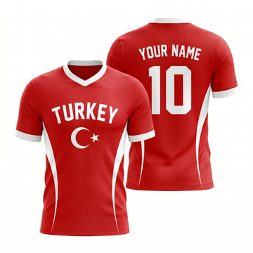 Maxcorners Turkey Red Soccer Jersey Custom Football Fan Shirt
