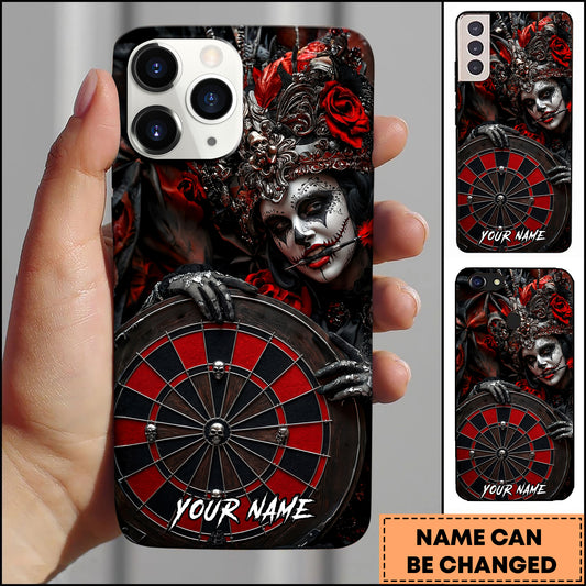 Maxcorners Gothic Queen Skull Dartboard Dark Rose Art Multicolor Options Personalized Name 3D Phonecase