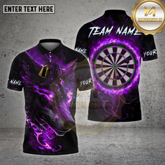 Maxcorners Darts Shirt Wolf Head Fire Eye Dartboard Multioptions Personalized Name, Team Name Unisex 3D Shirt (4 Colors)