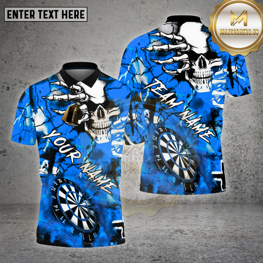 Maxcorners Darts Shirt Skull Hand Lightning Dartboard Multioptions Personalized Name, Team Name Unisex 3D Shirt (4 Colors)