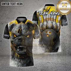 Maxcorners Bowling Shirt Bulldog Rage Bowling Pins Multioptions Personalized Name, Team Name Unisex 3D Shirt (4 Colors)