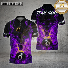 Maxcorners Billiard Shirt Wolf Fire Inferno 8 Ball Multioptions Personalized Name, Team Name Unisex 3D Shirt (4 Colors)