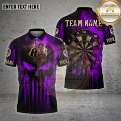 Maxcorners Darts Shirt Punisher Skull Blood Dartboard Multioptions Personalized Name, Team Name Unisex 3D Shirt (4 Colors)