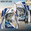 Maxcorners Fishing White Scale Pattern Personalized Name, Team Name Long Sleeve Shirt (9 Breeds)