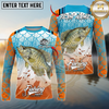 Maxcorners Fishing Retro Scale Pattern Personalized Name, Team Name Long Sleeve Shirt (9 Breeds)