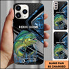 Maxcorners Fishing Blue Smoke Splash Tech Style Personalized Name Phone Case (10 Fish Species)