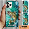 Maxcorners Fishing Teal Aqua Marble Wave Customized Name 3D Phone Case