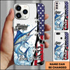 Maxcorners Fishing American Flag Patriotic Water Splash Personalized Name Phone Case (10 Fish Species)