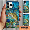 Maxcorners Fishing Vibrant Aqua Coral Reef Customized Name 3D Phone Case