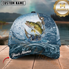 Maxcorners Fishing Blue Water Splash Hook Line Customized Name 3D Cap