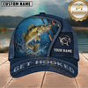 Maxcorners Fishing Deep Blue Water Splash Get Hooked Customized Name 3D Cap