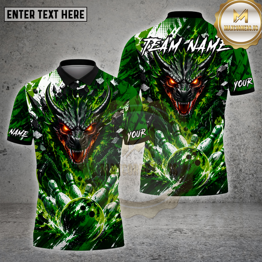 Maxcorners Dragon Bowling Splash Art Pink Fury Multiple Options Personalized Name, Team Name 3D Shirt