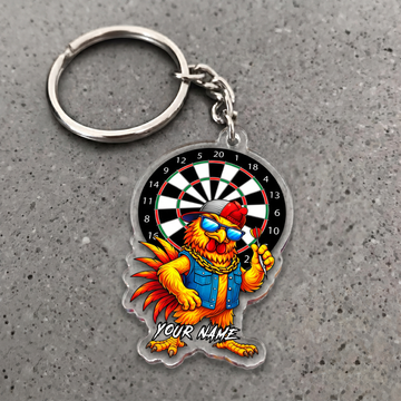 Maxcorners Hip Hop Rooster Darts Personalized Name Keychain