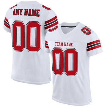 Maxcorners Custom White Red-Black Mesh Authentic Elite Football Jersey LM2605