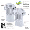 Maxcorners Custom White Silver-Black Mesh Authentic Football Jersey LM2605