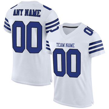 Maxcorners Custom White Royal-Black Mesh Authentic Football Jersey LM2605