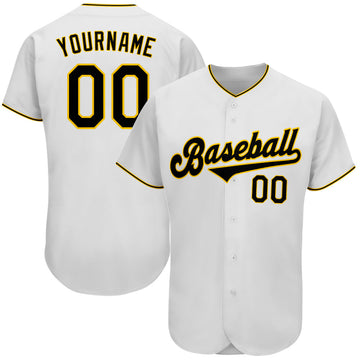 Maxcorners Custom White Black-Gold Authentic Baseball Jersey LM2605