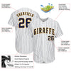 Maxcorners Custom White Navy Pinstripe Navy-Gold Authentic Baseball Jersey LM2605