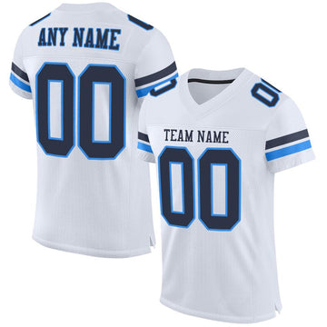 Maxcorners Custom White Navy-Powder Blue Mesh Authentic Football Jersey LM2605