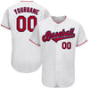 Maxcorners Custom White Red-Navy Classic Authentic Baseball Jersey LM2605