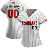 Maxcorners Custom White Red Pinstripe Red-Black Premium American Flag Fashion Baseball Jersey LM0210