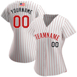 Maxcorners Custom White Red Pinstripe Red-Black Premium American Flag Fashion Baseball Jerseys LM0210