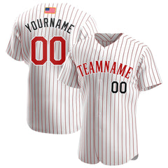 Maxcorners Custom White Red Pinstripe Red-Black Premium American Flag Fashion Baseball Jerseys LM0210