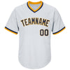Maxcorners Custom White Navy-Gold Authentic Throwback Rib-Knit Baseball Jersey Shirt LM2605