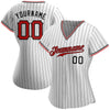 Maxcorners Custom White Black Pinstripe Red-Black Authentic Baseball Jersey LM2605