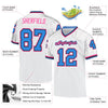 Maxcorners Custom White Powder Blue-Pink Mesh Authentic Throwback Football Jersey LM2605