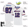 Maxcorners Custom White Royal-Red Mesh Authentic Throwback Football Jersey LM2605