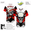 Maxcorners Custom White Red-Black 3D Skull Authentic Baseball Jersey LM2605