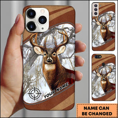Maxcorners Deer Hunting White Camo Wildlife Art Personalized Name Phone Case