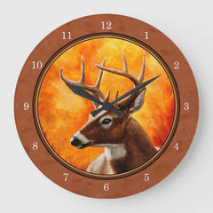Maxcorners Whitetail Deer in Autumn Reddish Brown Large Clock TU3012