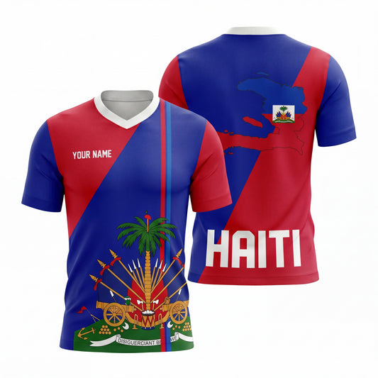 Maxcorners Personalized Haiti Soccer Culture Jersey Custom 3D Football Supporter T Shirt