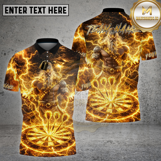 Maxcorners Darts Shirt Golden Zeus Electric Strike Multicolor Options Personalized Name, Team Name 3D Shirt (4 Colors)