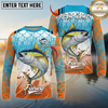 Maxcorners Fishing Retro Scale Pattern Personalized Name, Team Name Long Sleeve Shirt (9 Breeds)
