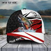 Maxcorners Fishing Red White Pattern Sport Pattern Personalized Name 3D Cap (11 Breeds)