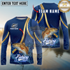 Maxcorners Fishing Sport Stripe Scale Pattern Personalized Name, Team Name Long Sleeve Shirt (9 Breeds)