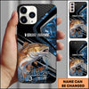 Maxcorners Fishing Blue Smoke Splash Tech Style Personalized Name Phone Case (10 Fish Species)