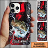Maxcorners Fishing Red Black Abstract Lightning Splash Personalized Name Phone Case (10 Fish Species)